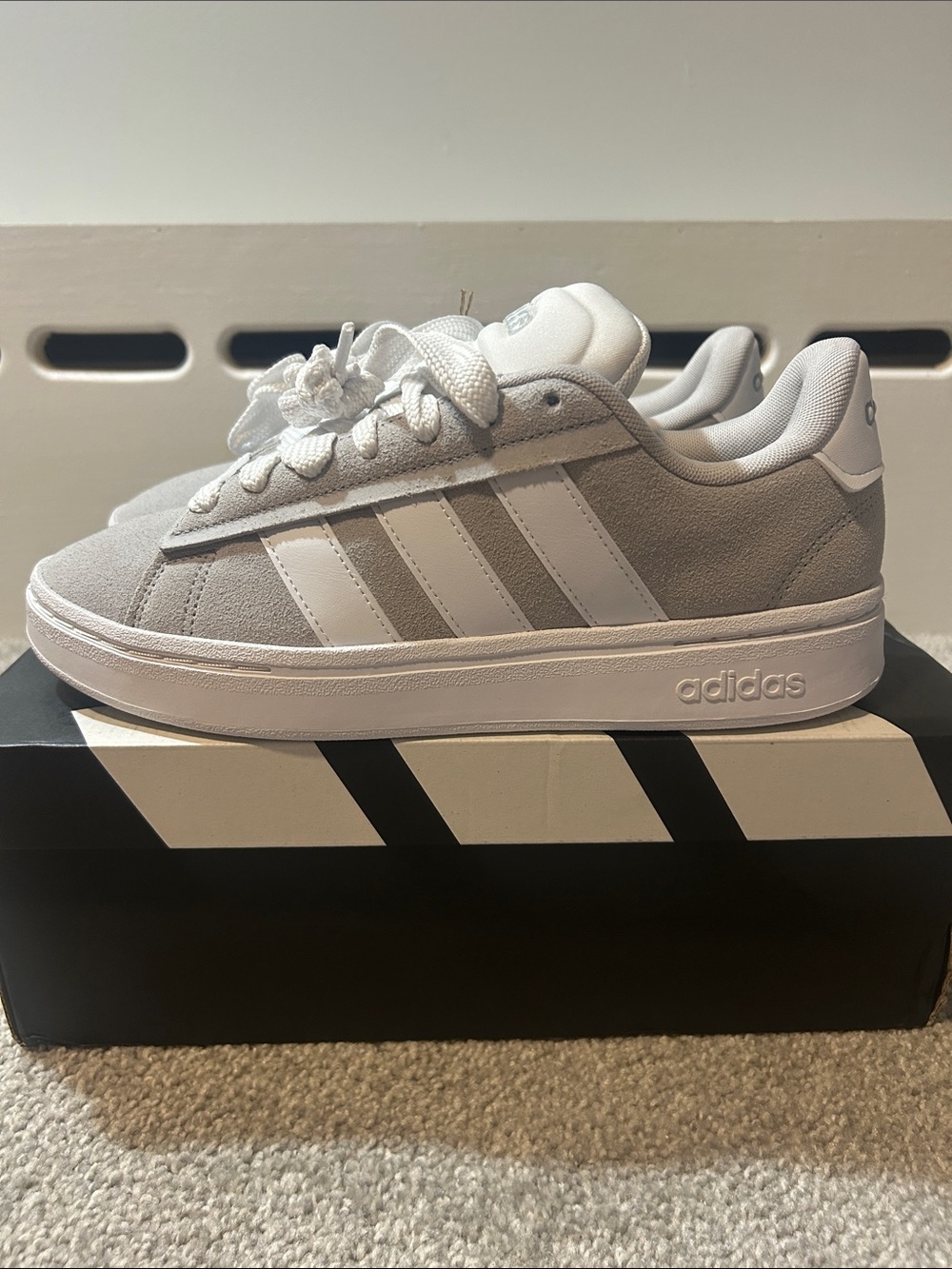 New adidas Grand Court Alpha 00s in Light Gray and White